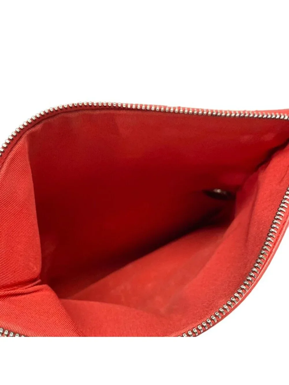 Chanel Shoulder Bag Quilted Red Silver Chain Lambskin